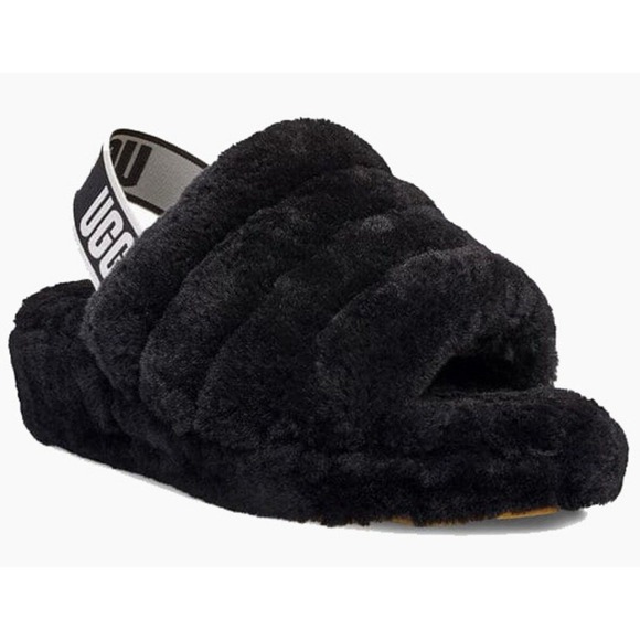 UGG Australia Fluff Yeah Slide Sandals for Women, Size US 10 - Black - Picture 1 of 16